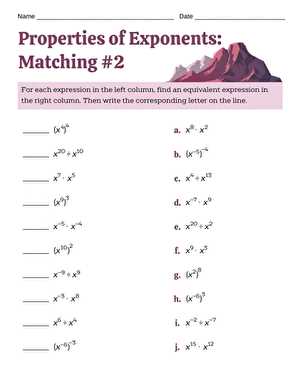 exponent properties worksheet