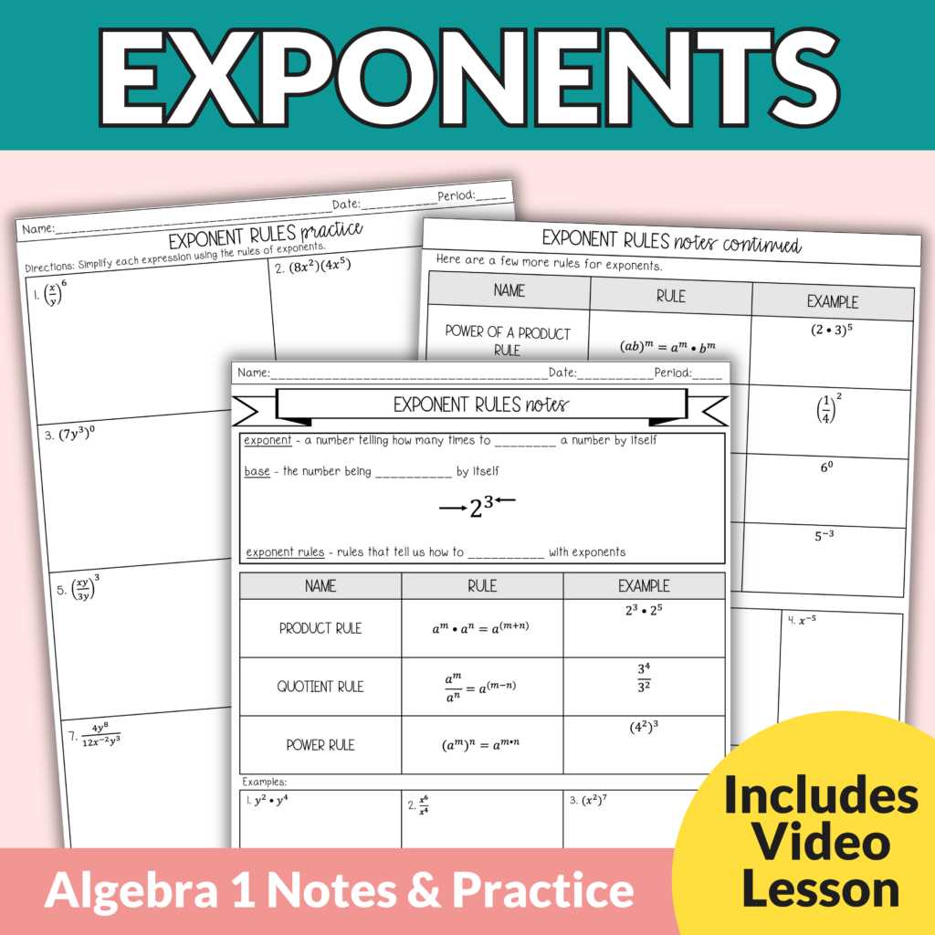 exponent properties worksheet
