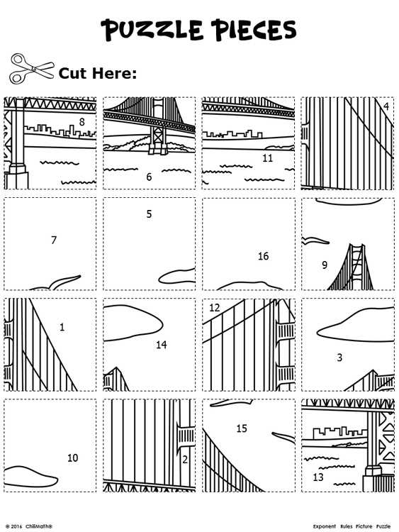 exponent rules puzzle worksheet