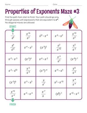 exponent rules puzzle worksheet