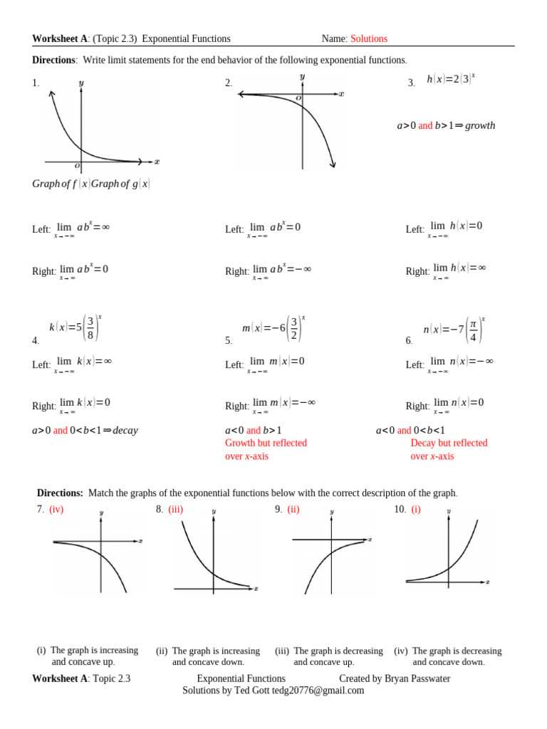 exponential function worksheet doc