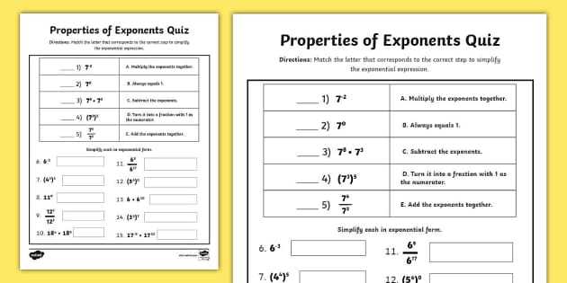 exponential properties worksheet
