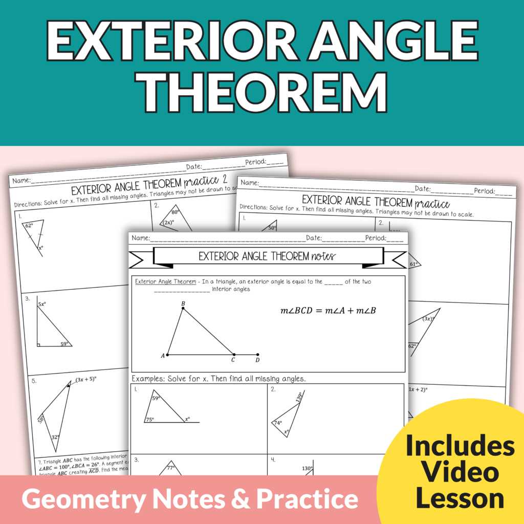 exterior angles worksheet triangles 3