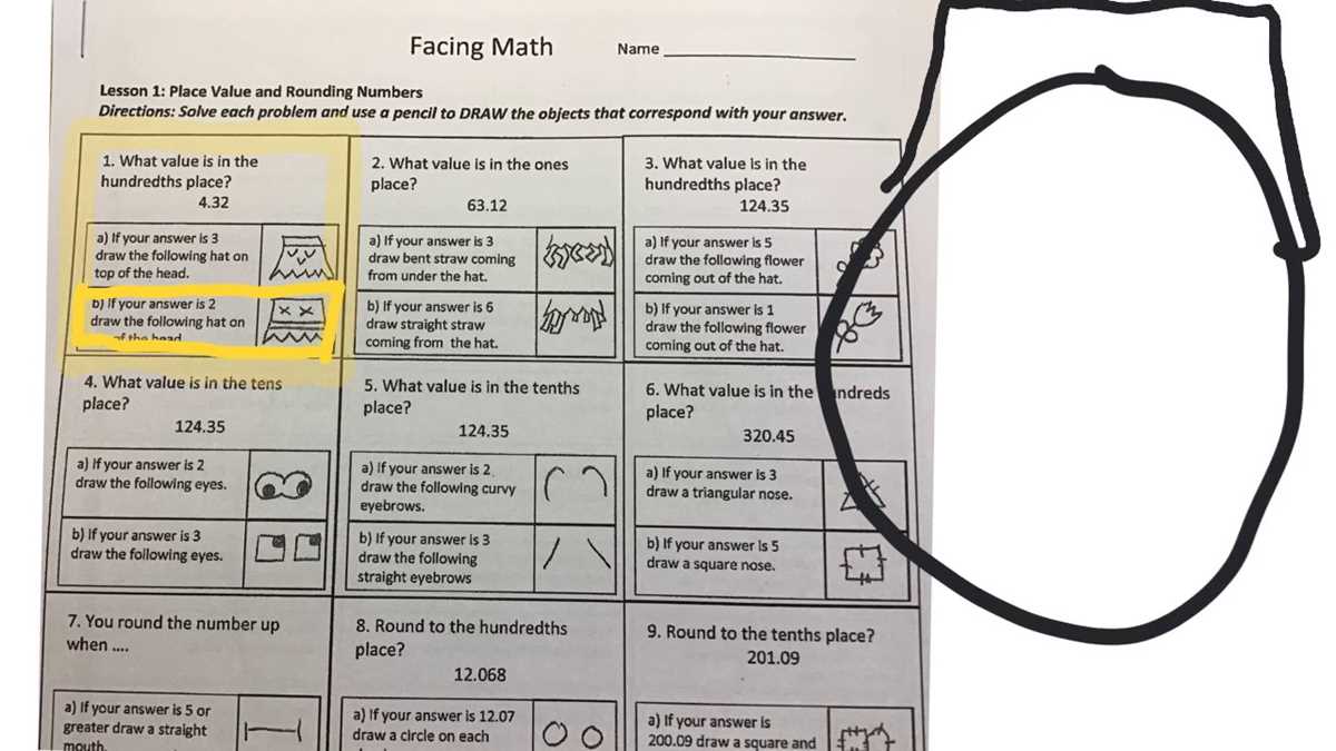 faceing math worksheet
