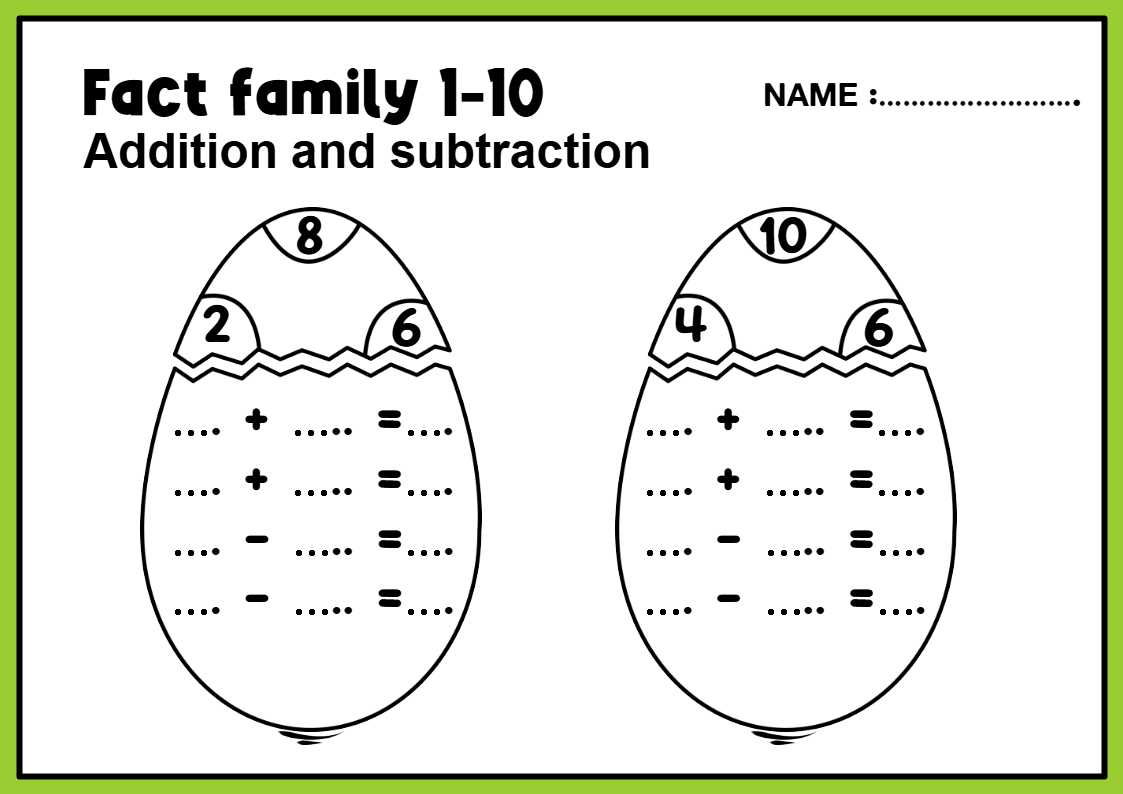 fact families free worksheets