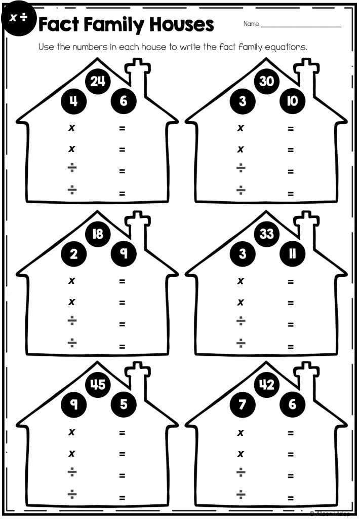 fact family triangles worksheets