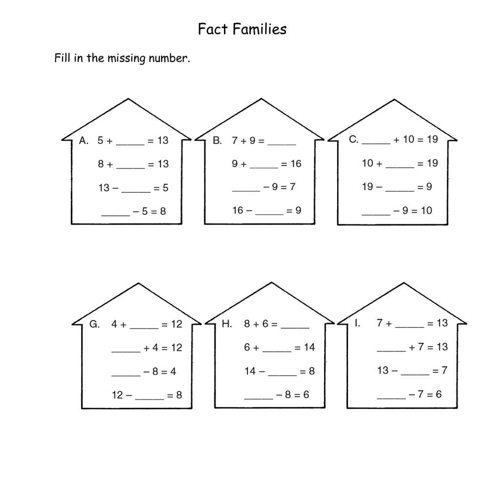 fact family worksheets for multiplication and division