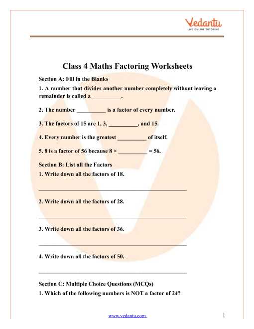 factor completely worksheet