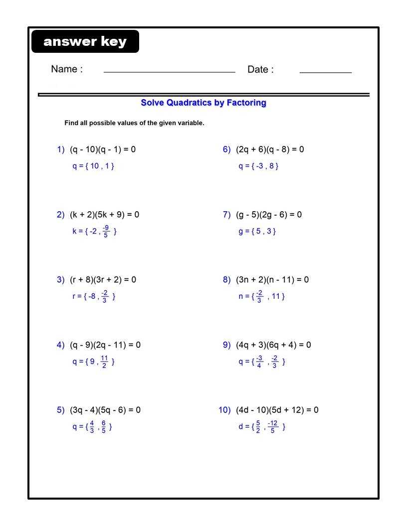 factoring when a 1 worksheet