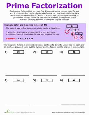 factorization algebra worksheet