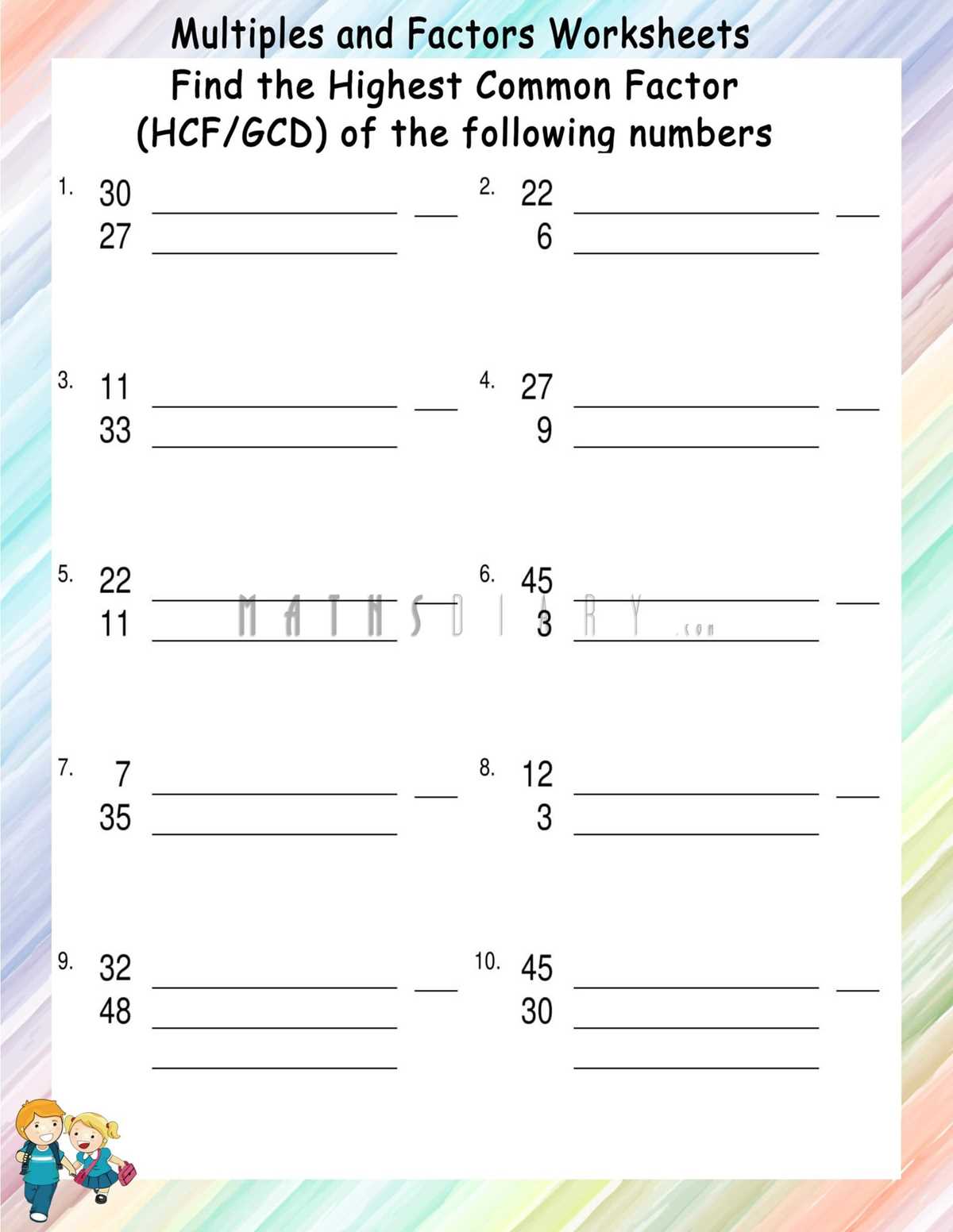 factors worksheet