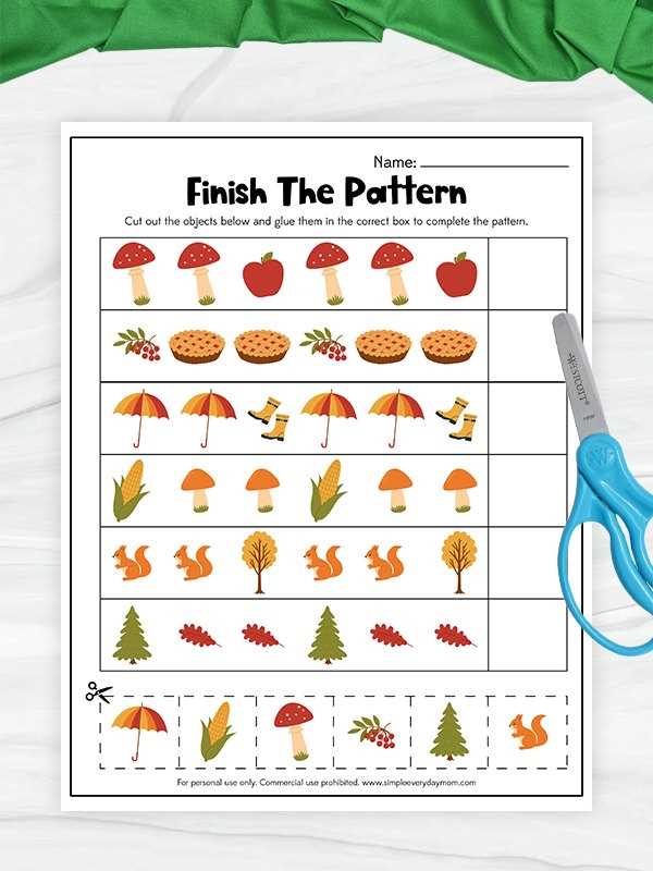 fall pattern worksheets