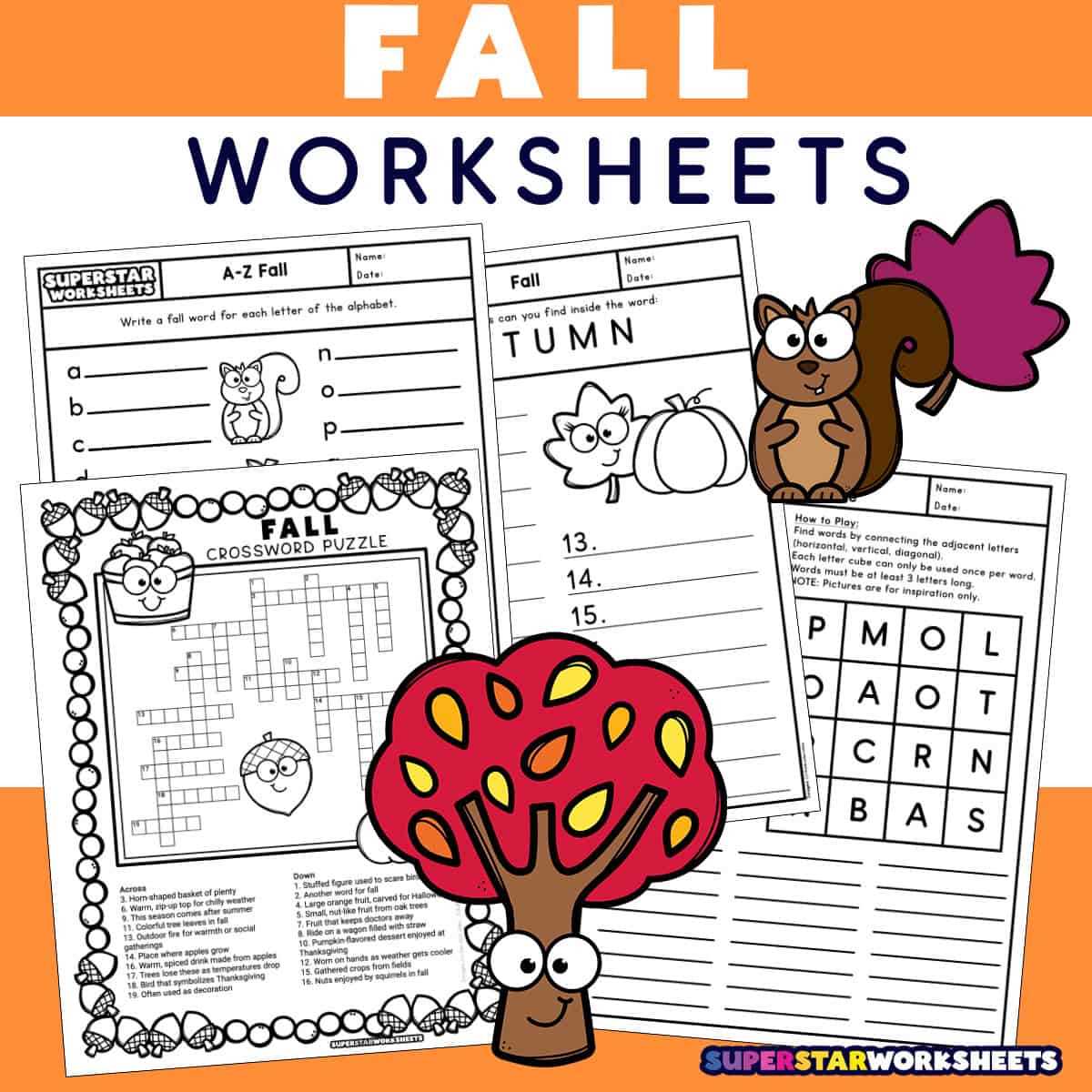 fall preschool worksheets