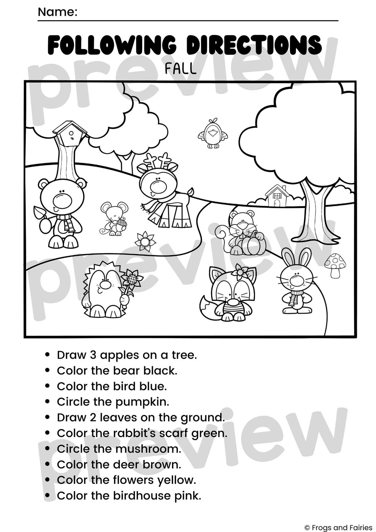 fall reading worksheets