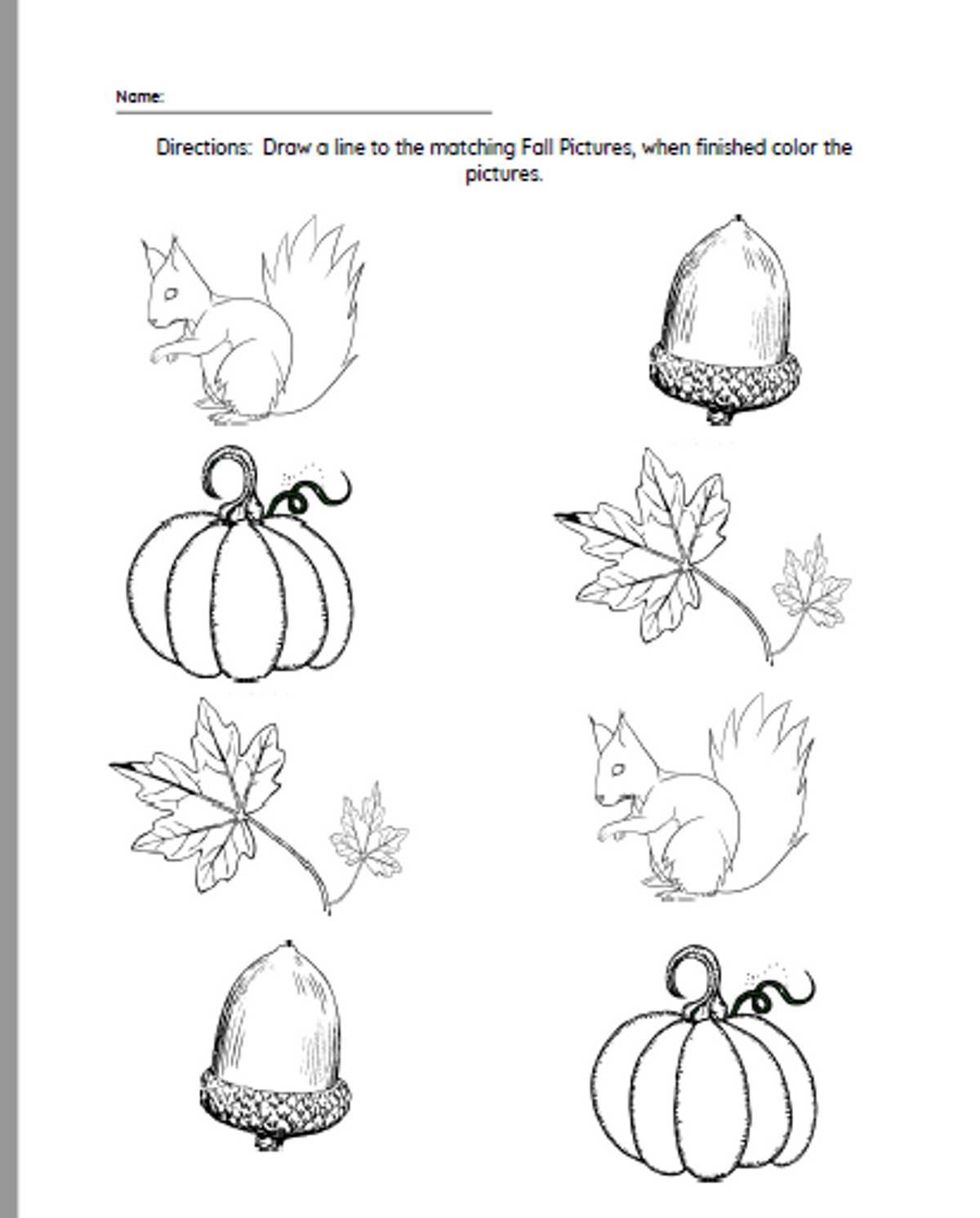 fall season worksheets kindergarten