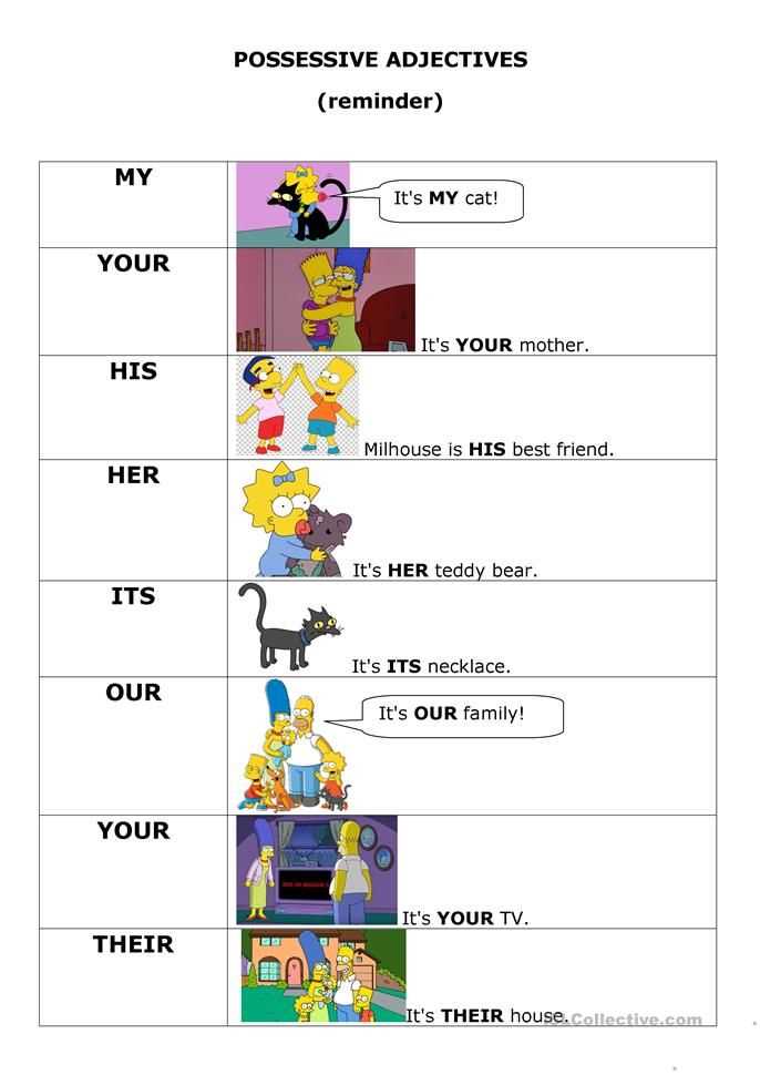 family and possessive adjectives worksheets
