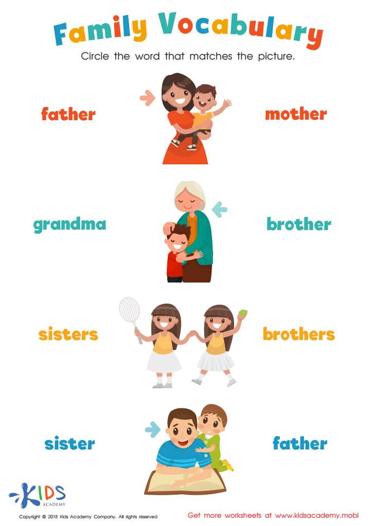 family vocabulary worksheets
