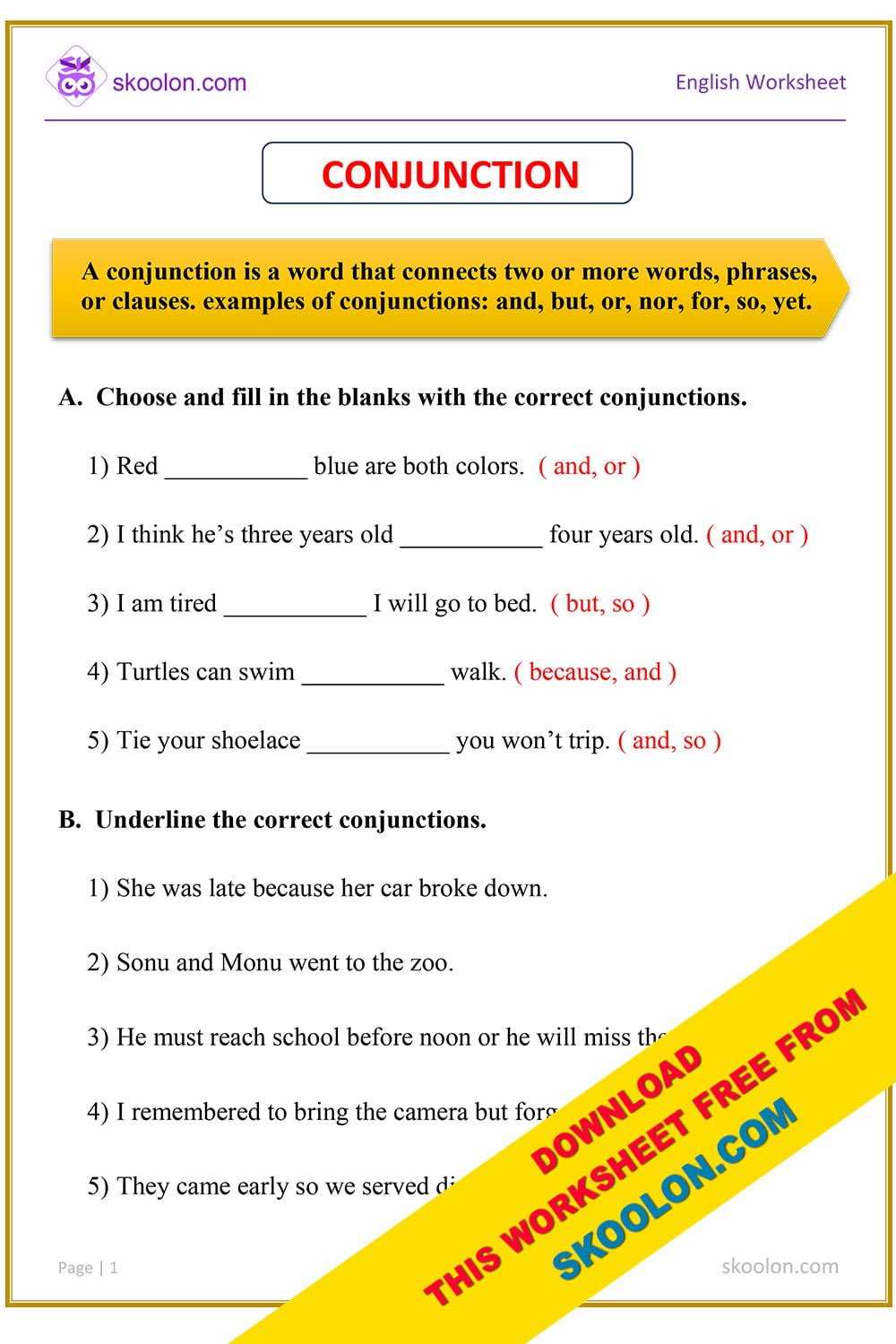 fanboys worksheet grade 4