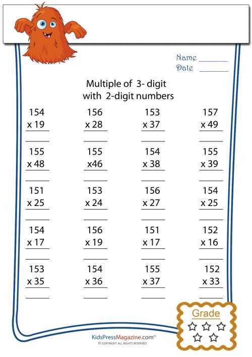 fifth grade multiplication worksheets