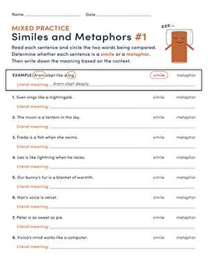 figurative language 5th grade worksheets