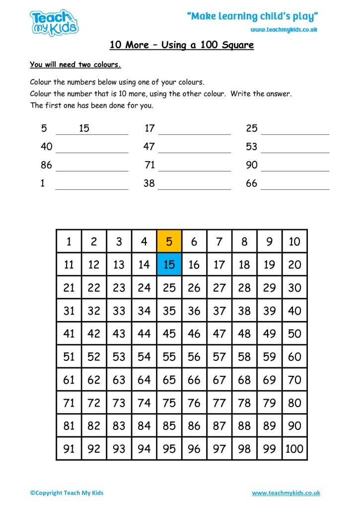 fill in the 100 square worksheet