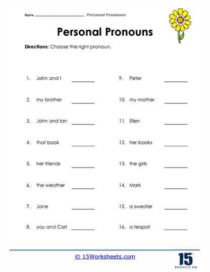 fill in the correct pronoun worksheet