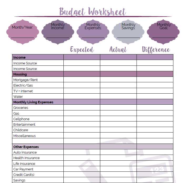finance worksheet