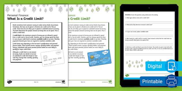 financial literacy credit basics worksheet