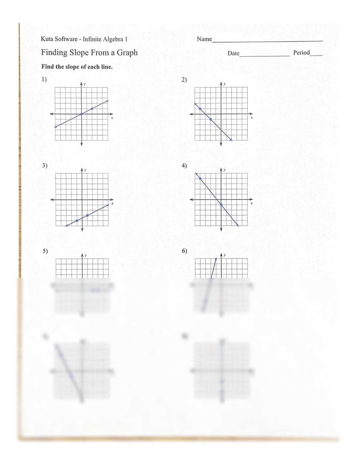 find slope from a graph worksheet