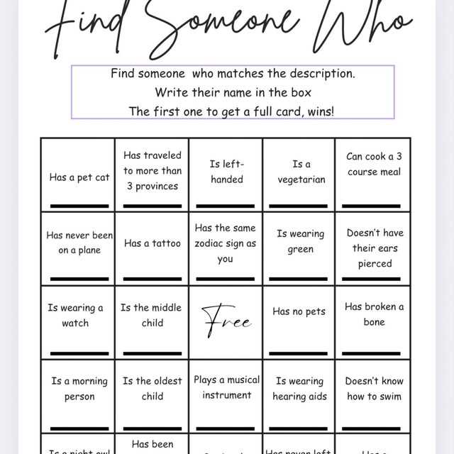 find someone who worksheet