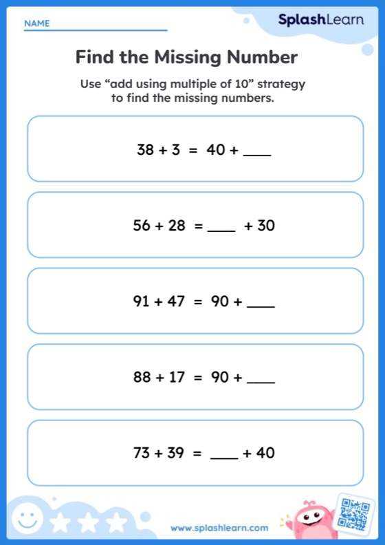 find the missing numbers worksheet
