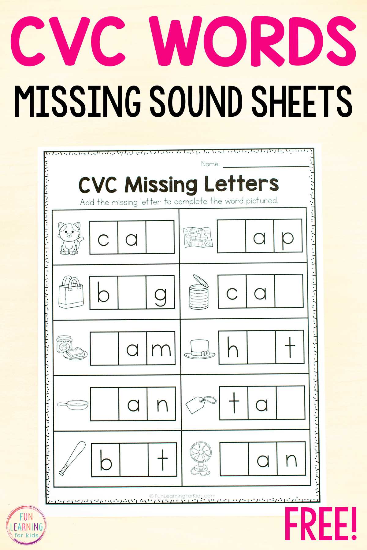 find the missing vowel worksheet