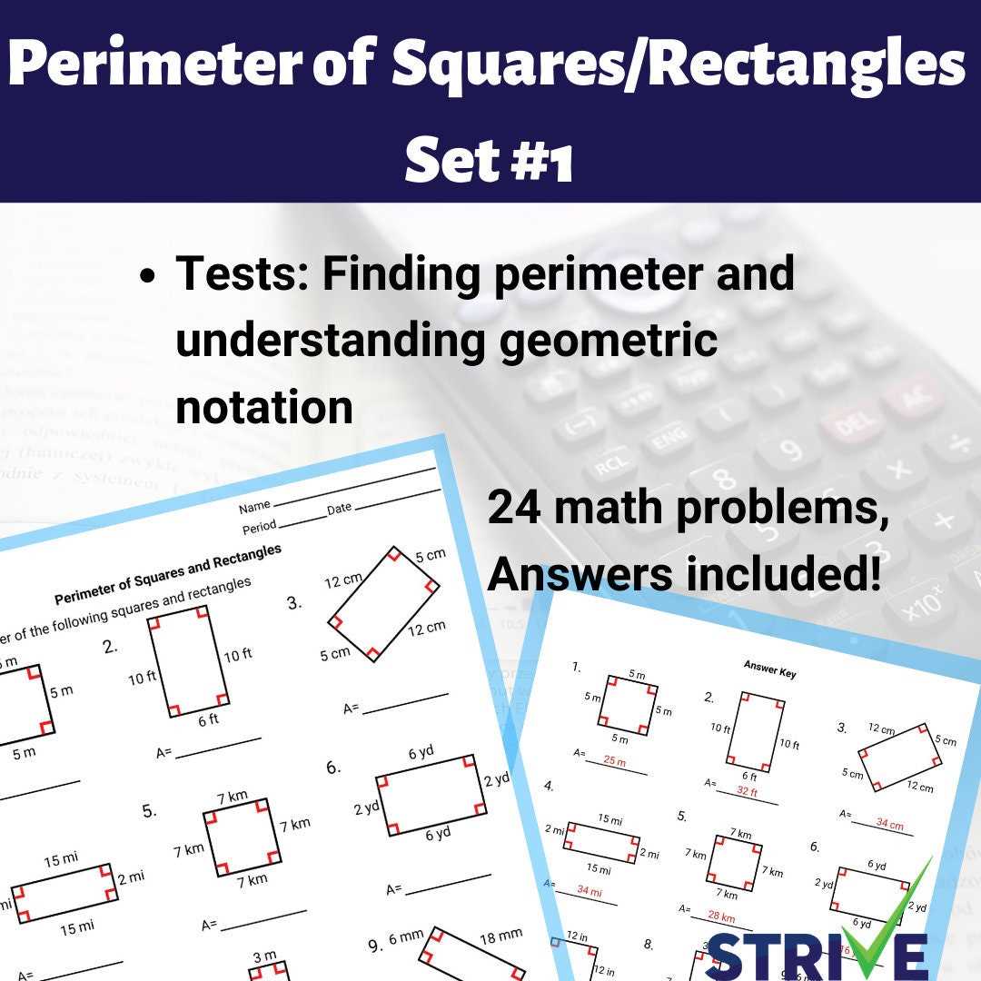 find the perimeter of square and rectangle worksheet
