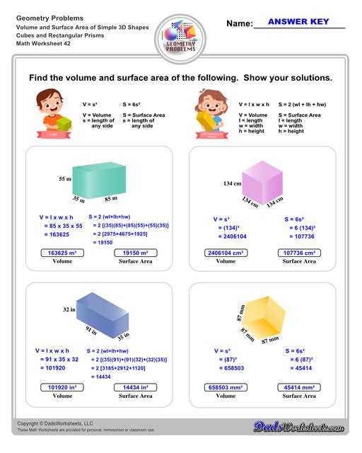 find the surface area of a rectangular prism worksheet