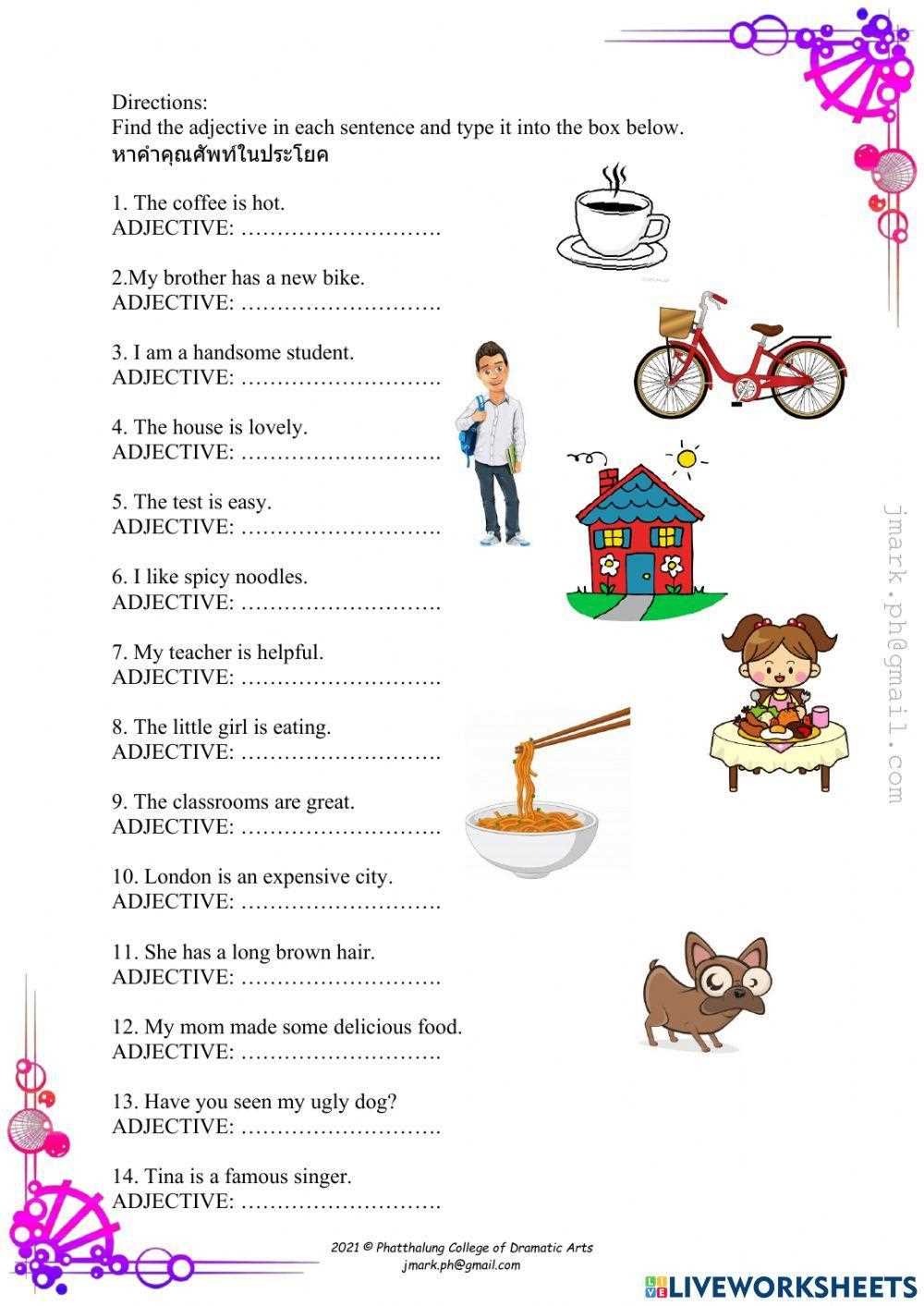 finding adjectives worksheets finding adjectives worksheets