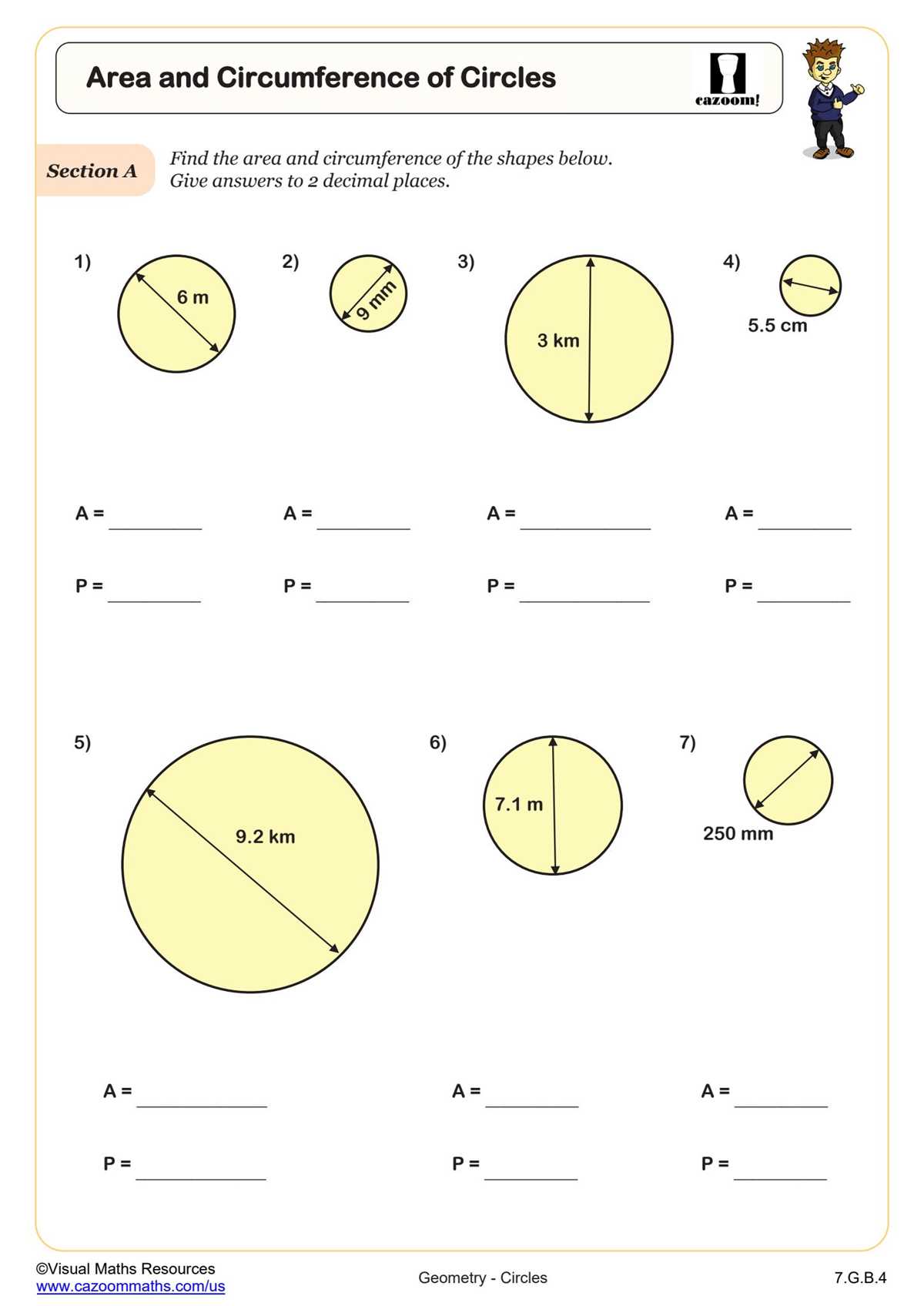 finding area and circumference of a circle worksheet
