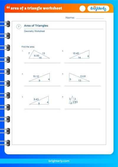 finding area of triangle worksheet