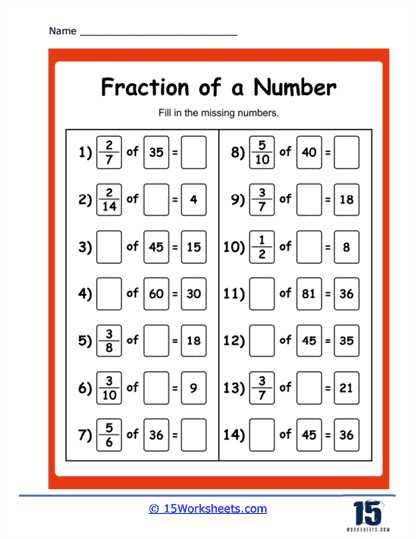 finding fractional parts worksheet