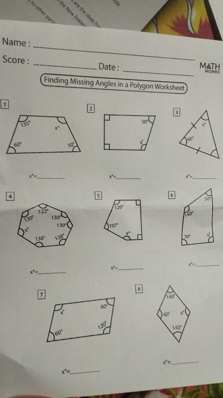 finding missing angles in a triangle worksheet