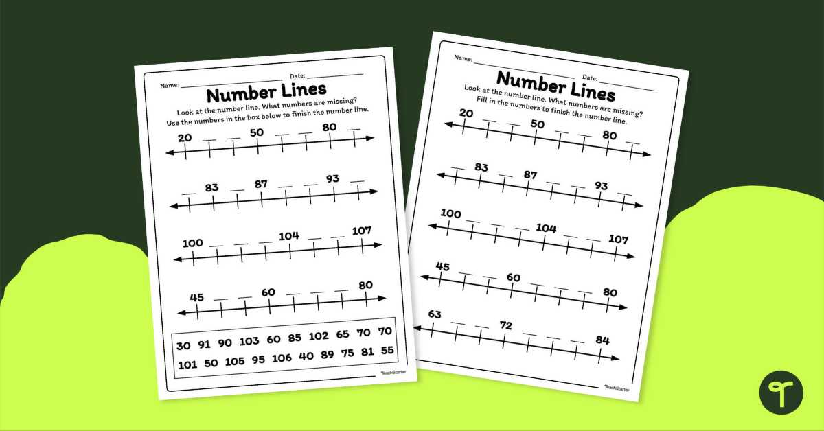 finding missing numbers on a number line worksheets