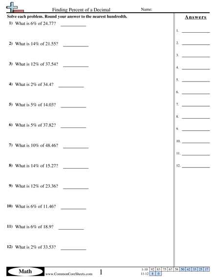 finding percentages worksheet