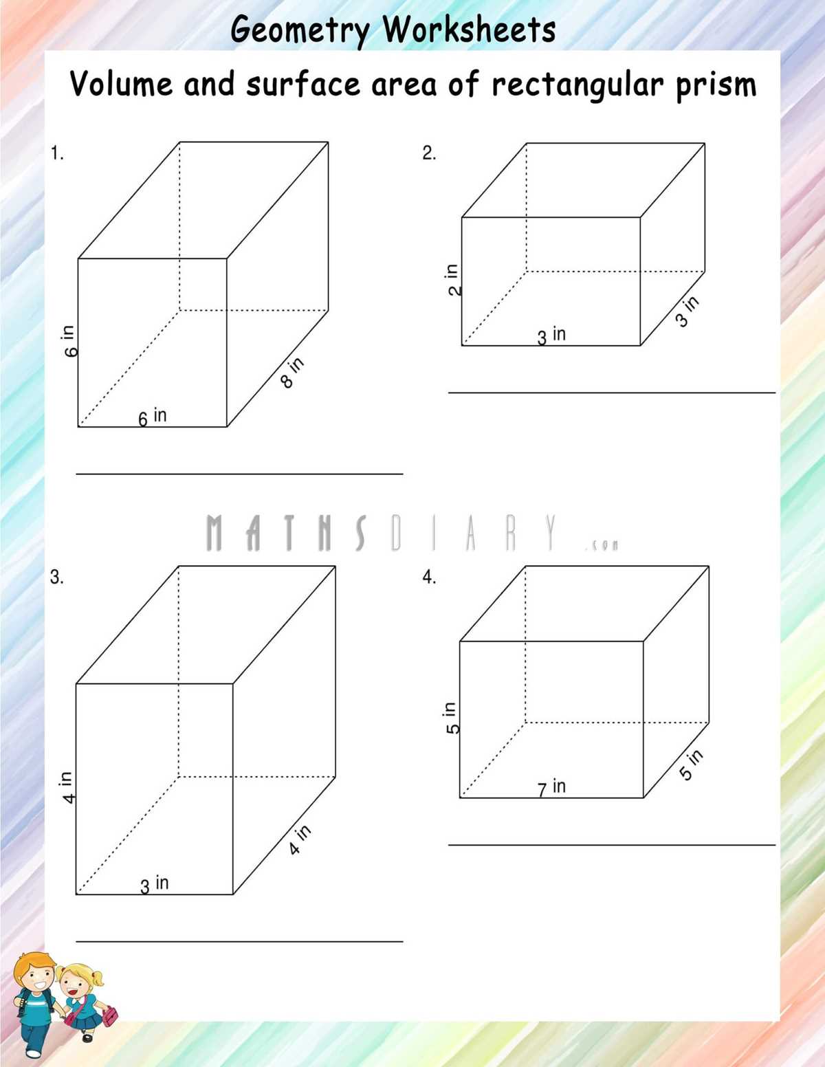 finding the surface area of a cube worksheet