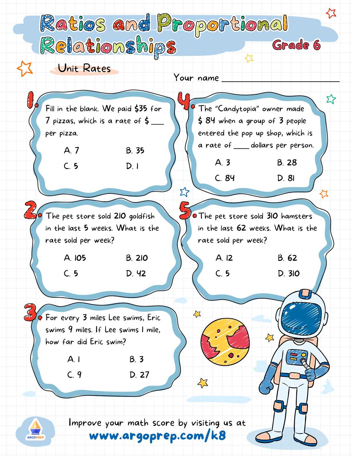 finding unit rates worksheet