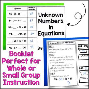 finding unknown numbers worksheet