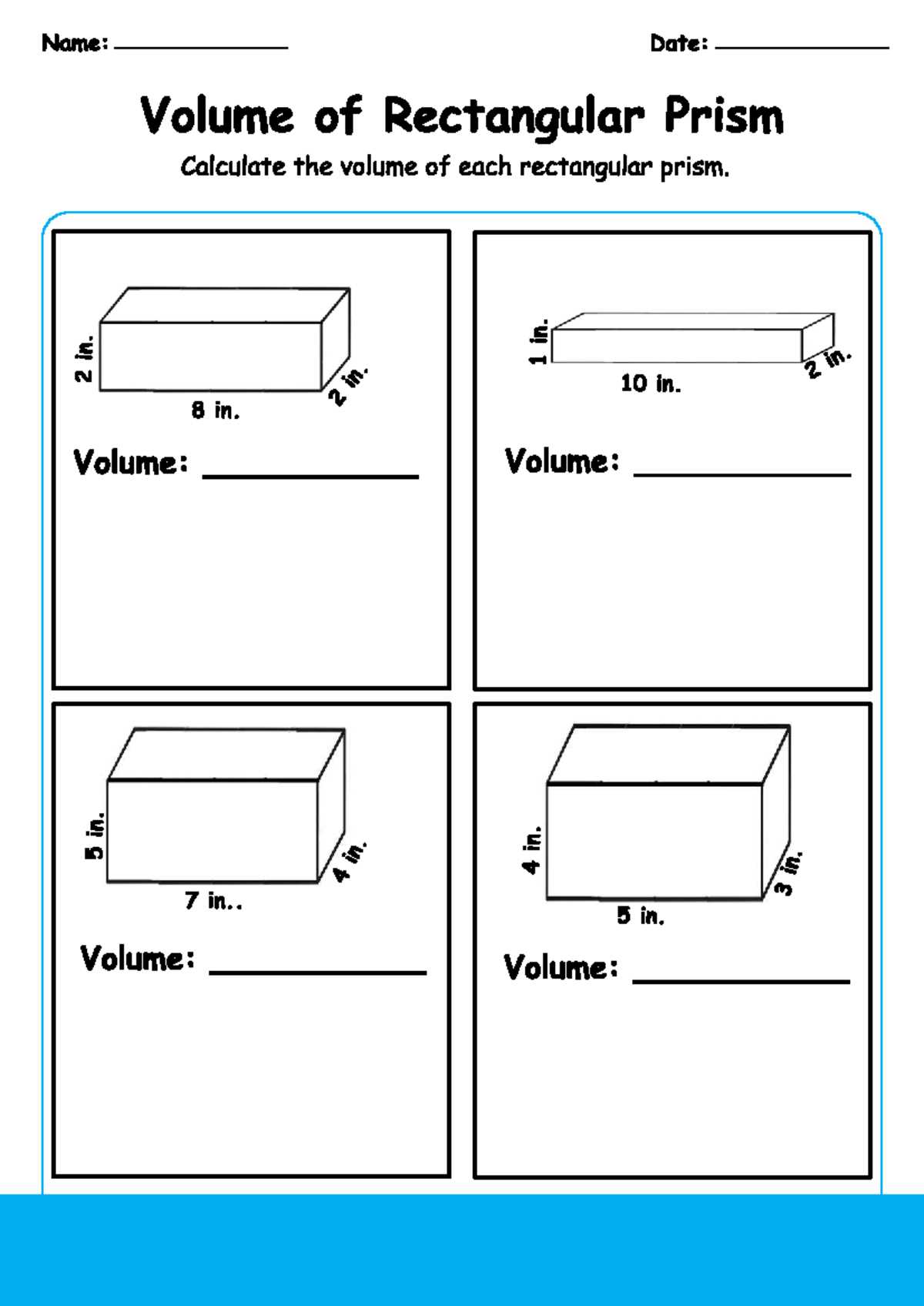 finding volume of rectangular prisms worksheet