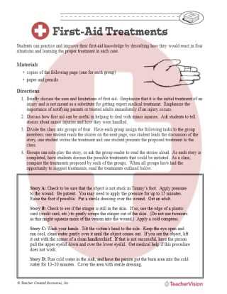 first aid worksheets for students