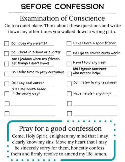 first confession worksheet