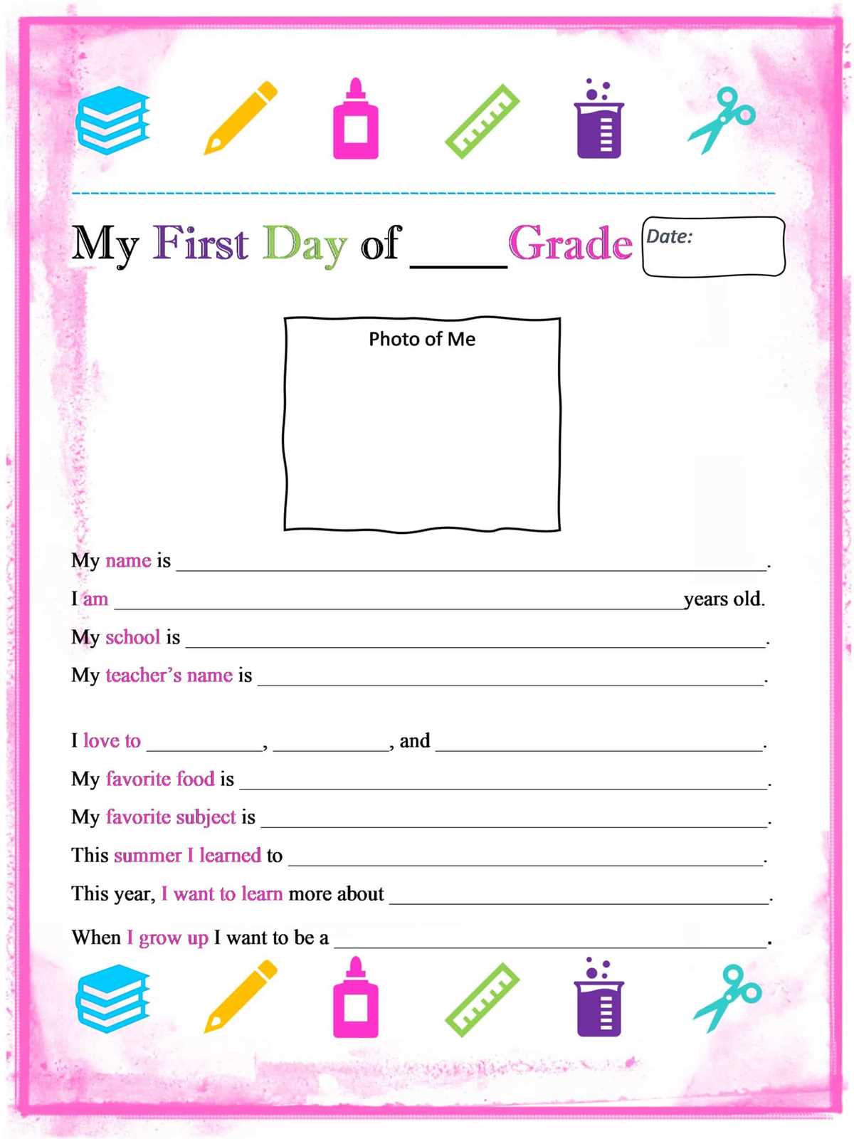 first day of preschool worksheet