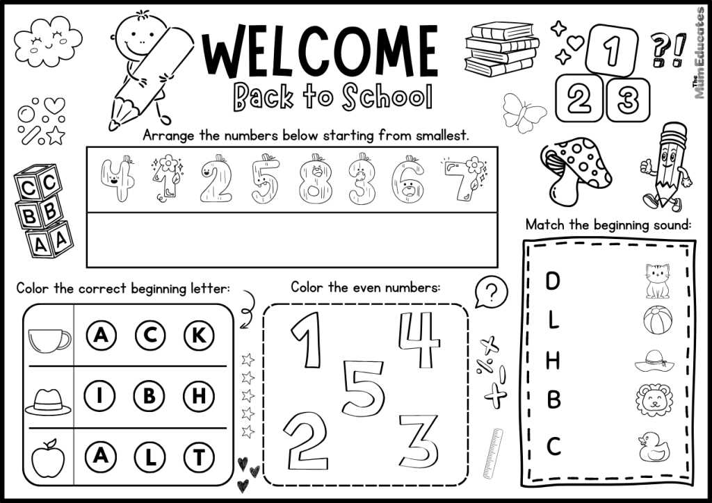 first day of school worksheets grade 1