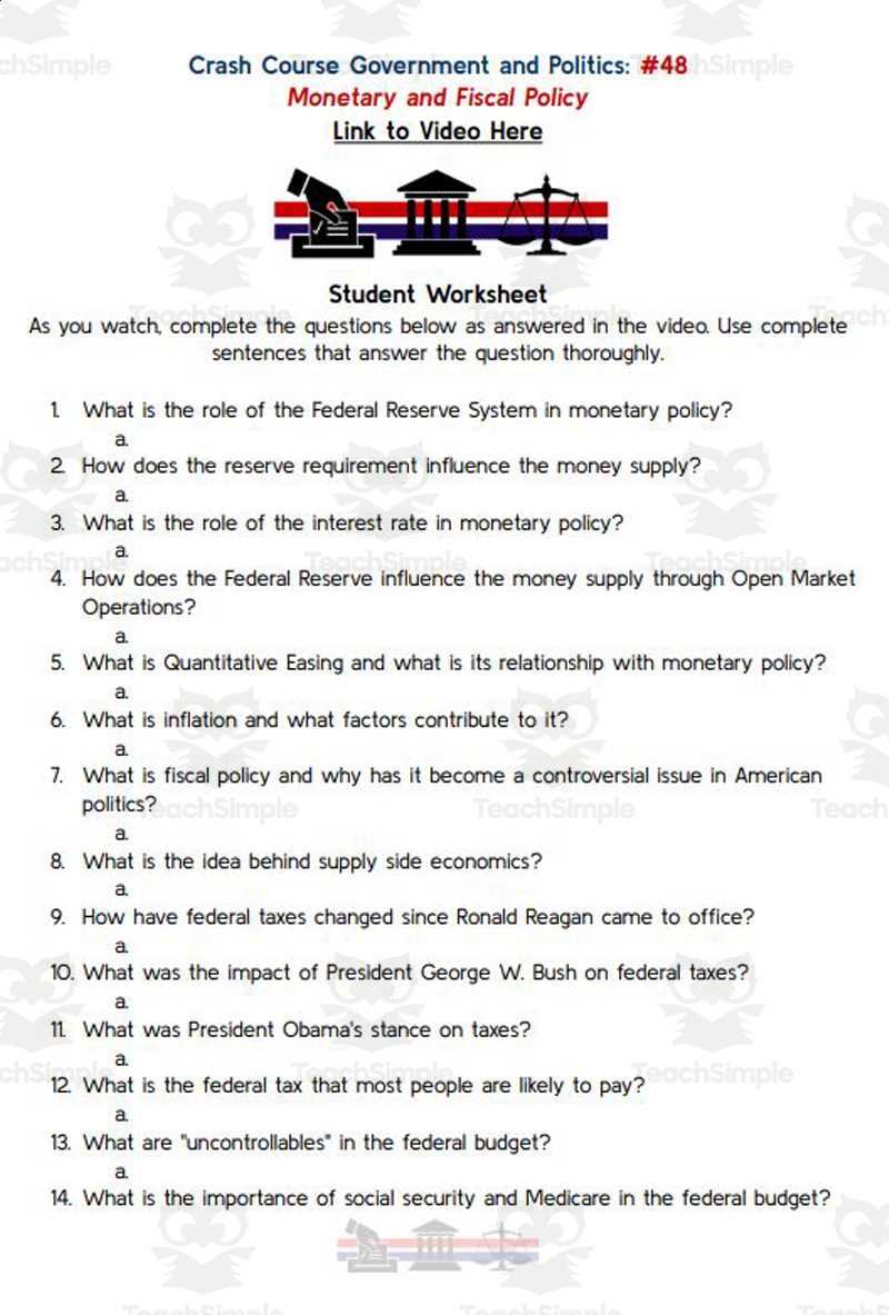 fiscal policy worksheet